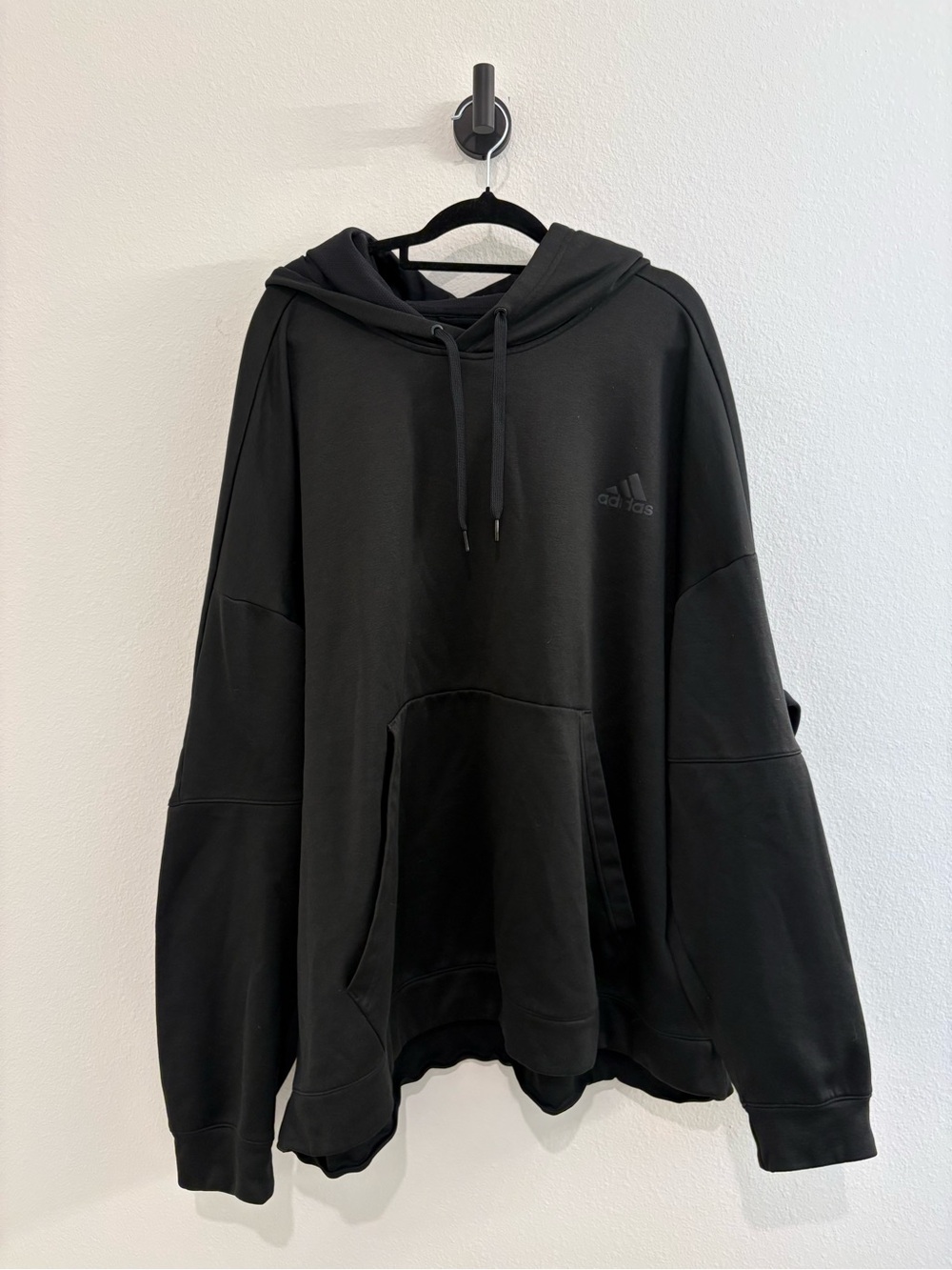 adidas 4XL Black Men's Oversized Hoodie with Kangaroo Pocket